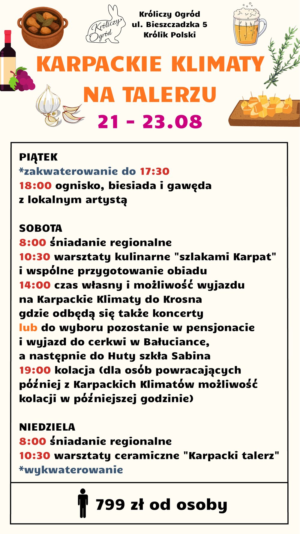 Program oferty Karpackie klimaty na talerzu - Kroliczy Ogrod